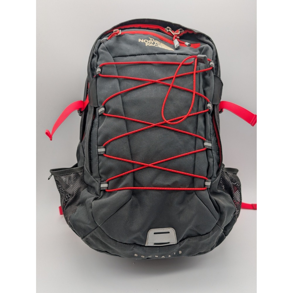 The North Face Borealis Backpack Black Red Bungee Hiking Travel Bag READ!